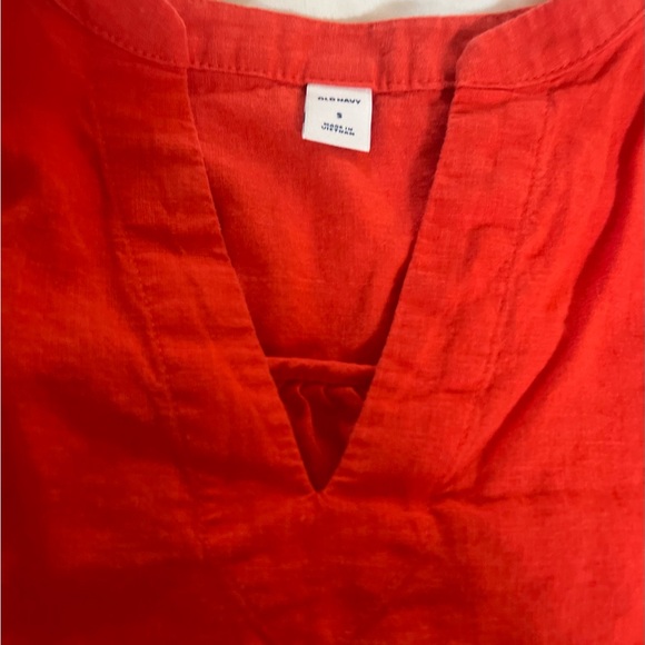 Linen long sleeve blouse size small orangey red - Picture 5 of 6